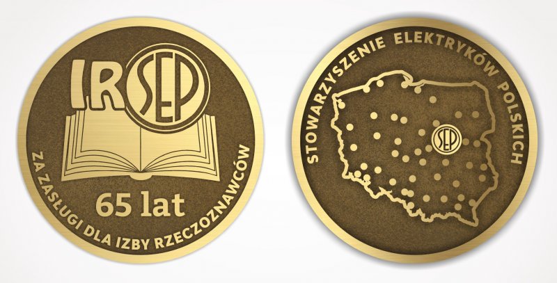 Medal okolicznościowy z okazji Jubileuszu 65-lecia Izby Rzeczoznawców Stowarzyszenia Elektryków Polskich (IRSEP)